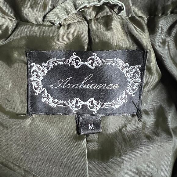 ✨Ambiance Women’s Utility Jacket Size M Army Green Hooded Anorak Drawstring Coat - Picture 3 of 8